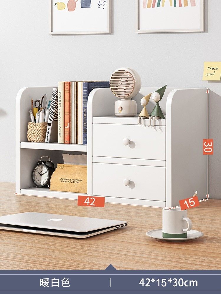 Bookshelf rack on the desk desktop multi-layer office bookcase narrow wooden storage large-capacity storage rack