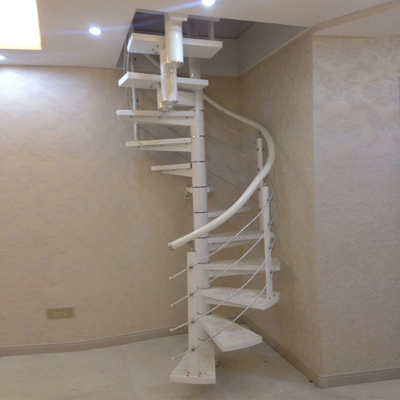 Custom Interior Steel Wood Staircase Duplex Loft Mid-Pillar Rotating Ladder Original Design 2020 New Villa