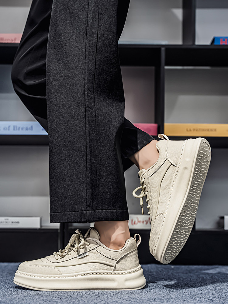 Men's Casual Sneakers 2026 New Winter Trendy Versatile Thick-Soled Height-Increasing Leather Sports Shoes