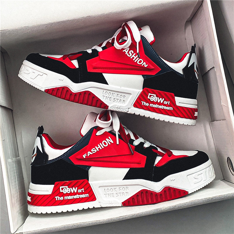 Red Men's Shoes for the Year of Birth, Breathable and Versatile for Summer, Casual Niche Original Flat Shoes, Height-Increasing, Non-Slip, Trendy Sports Shoes