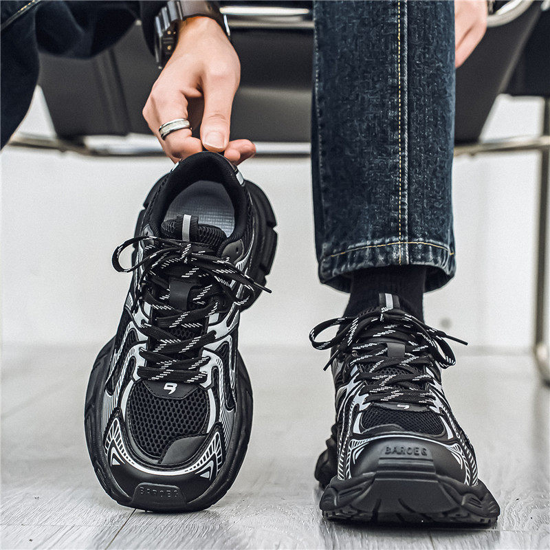 Hong Kong Style Men's Shoes, Winter Breathable Mesh, Youth Thick-Soled Height-Increasing Sports Running Casual High-End Dad Sneakers