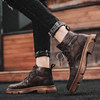 Red-Brown Martin Boots for Men, Winter High-Top Retro British Style Men's Work Boots, Trendy Motorcycle Mid-Top Leather Shoes