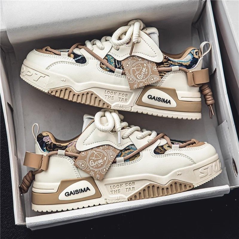 Trendy Men's Shoes 2026 New Winter Versatile Thick-Soled Casual Sneakers Men's Height-Increasing White Sports Trendy Shoes