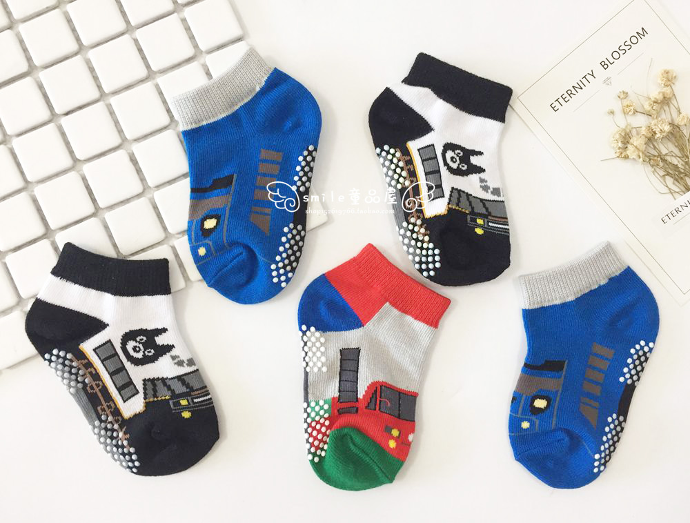 (Original)-smile-Boys Daydan Tide Brand Anti-Slip Socks Baby Cotton Cute Socks