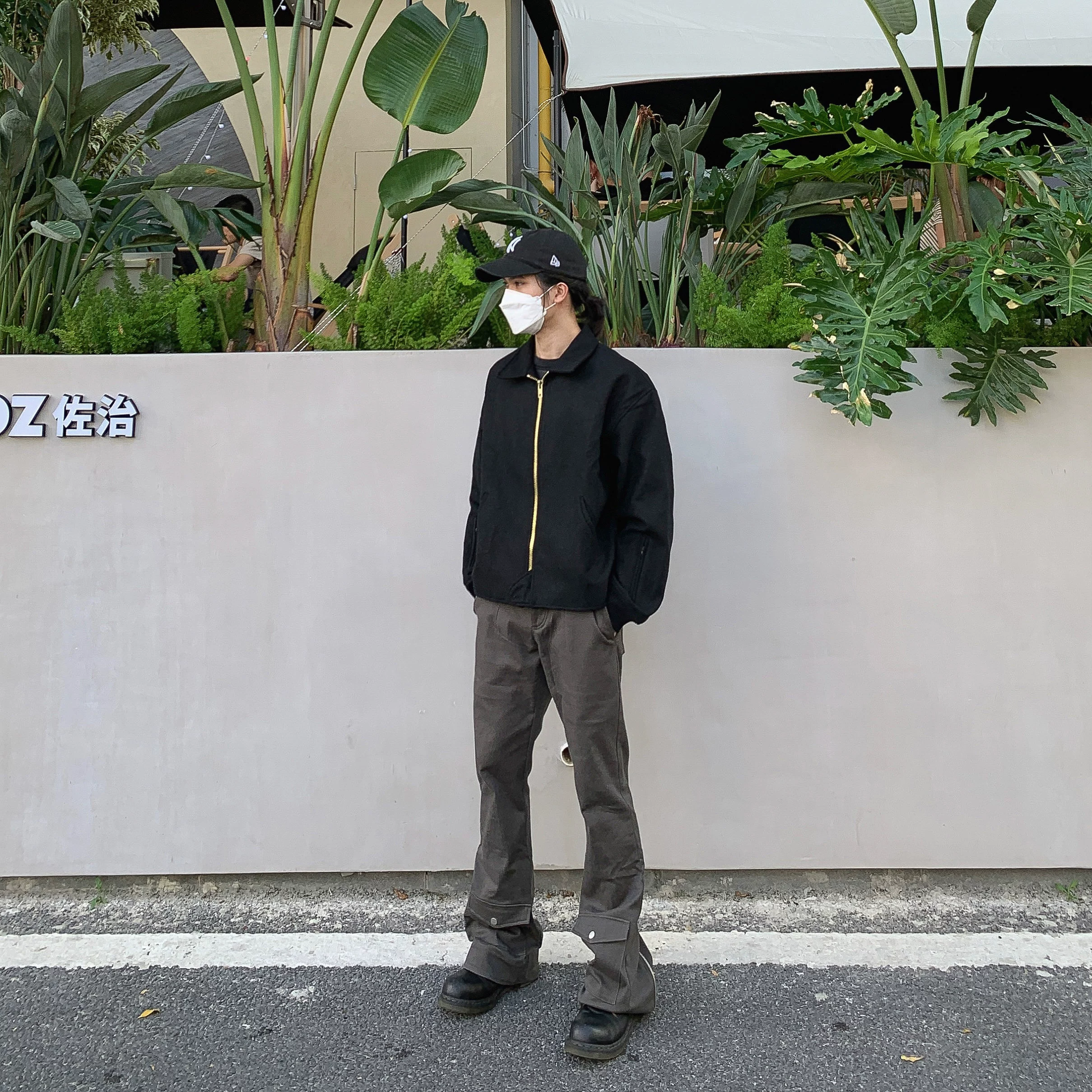 [ 「AERO」 HermitCreate 高端 精纺 拉链 翻领 重磅 羊毛 基础夹克 黑色 长袖 ]