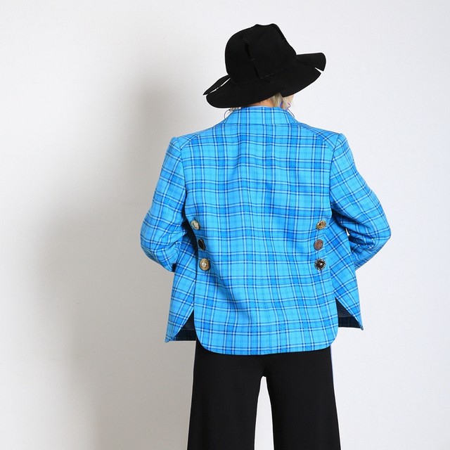 ຮ້ານຄ້າຜູ້ຊື້ 10PALACE ຍີ່ຫໍ້ MOTOGUO retro ປຸ່ມ plaid suit jacket