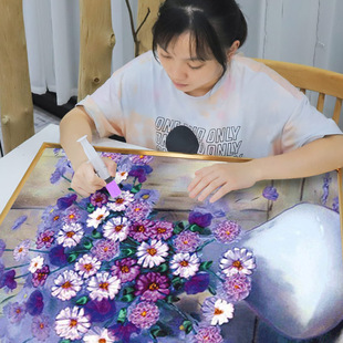 2021年新款5d钻石画满钻客厅兰花餐厅饭厅点钻十字绣水钻小型菊花