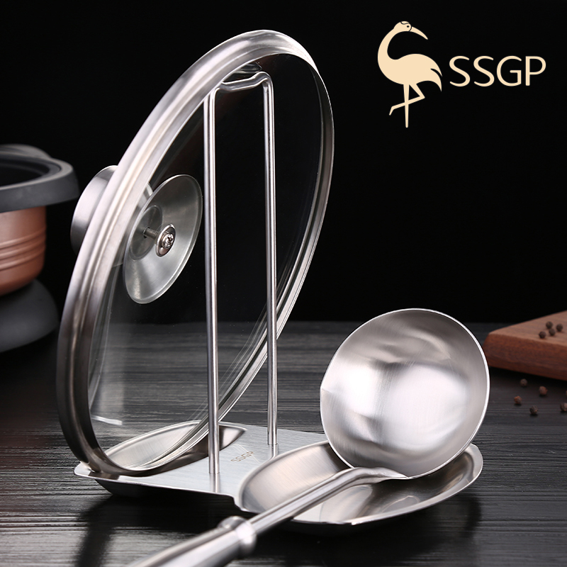 German pot lid rack chopping board rack countertop punch-free stainless steel storage rack kitchen shelf pot lid shelf artifact