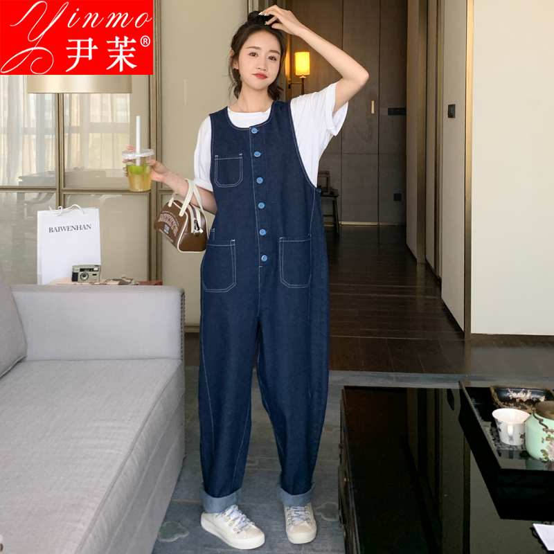 Trendy Denim Overalls for Women, Summer New Style, Korean Version, Loose Fit, College Style, Age-Reducing, Versatile Tank Top Jumpsuit