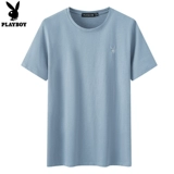 Playboy, мужская летняя хлопковая универсальная брендовая базовая приятная телу футболка с коротким рукавом, в корейском стиле