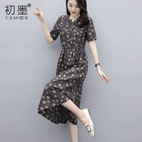 Платье, тонкая юбка, приталенный корсет, из хлопка и льна, 2021 года, оверсайз, в западном стиле, в цветочек