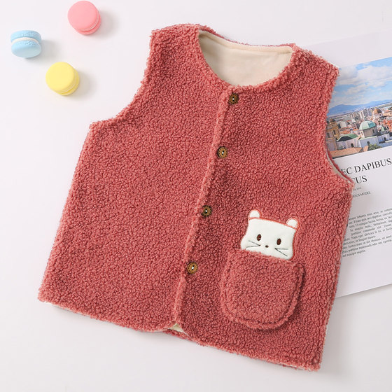 Baby spring, autumn and winter velvet thickened vest baby children's outer vest boys and girls vest winter clothing autumn clothing