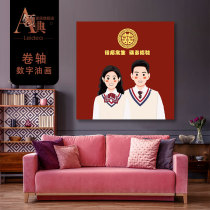 diy collar classic digital oil painting 520 Valentines day hand-painted hand-colored creative cartoon photos customized wedding gifts