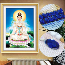 2022 New Diamond Painting Sat Lotus Cross Embroidered with Delivered Son Guanyin Water Drill Brick Stone Watching the Bodhisattva 2021
