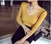 Mùa thu / mùa đông mới đôi V-cổ dài tay thắt chặt áo bottom top chương mỏng đàn hồi knitsweater phụ nữ áo len đầu 