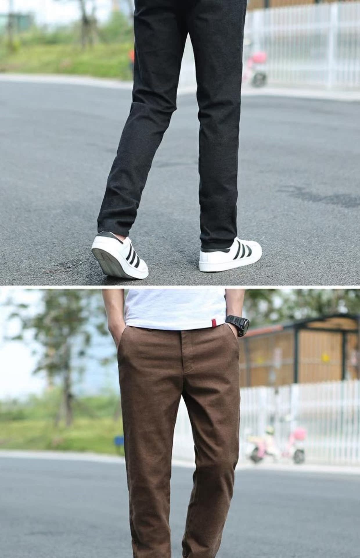 Quần nam mùa đông hoang dã thẳng trẻ trung quần âu nam cộng với quần nhung Hàn Quốc Slim kinh doanh quần lỏng bộ quần áo thể thao nam