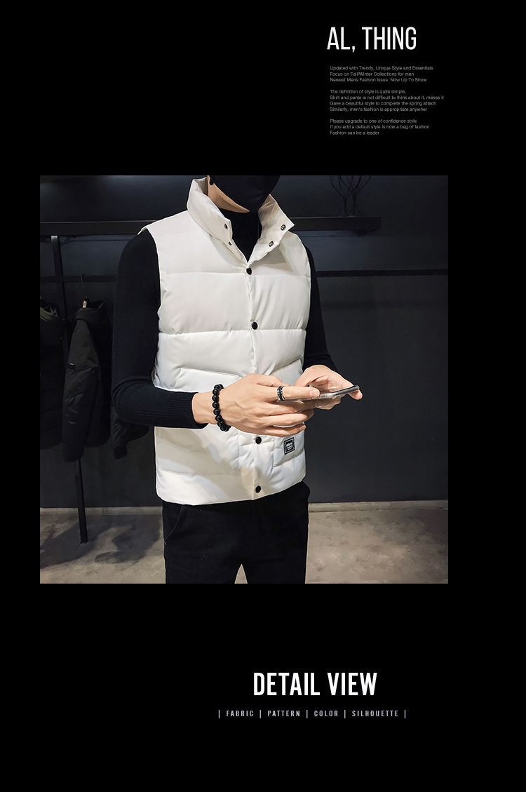 Mùa thu đông 2018 nam xuống cổ áo cotton đứng cổ áo xu hướng phiên bản Hàn Quốc của áo vest tự canh giản dị dành cho học sinh nhỏ tuổi comple tuổi 50