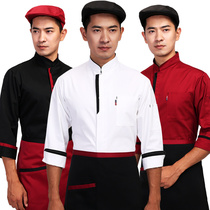 Hotel chefs overalls set pure white mens chefs clothing seven-point sleeve baking pastry pastry shop summer kitchen clothes