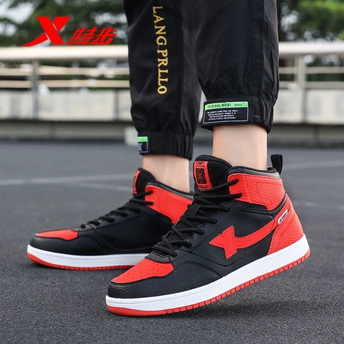 Xtep, высокие кроссовки, красная демисезонная спортивная обувь, осенняя, тренд сезона