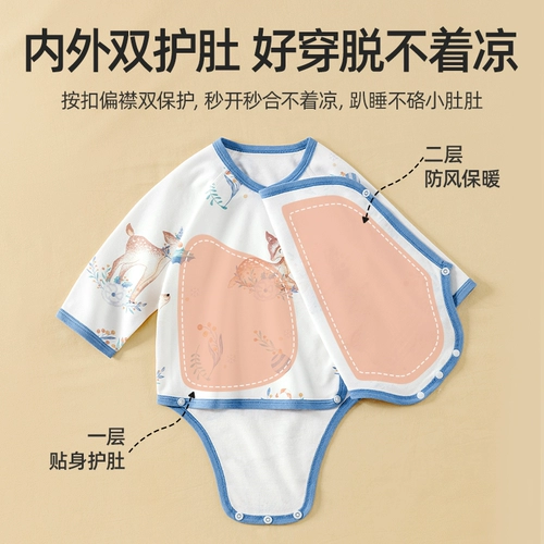贝肽斯 Детский комбинезон, боди, летний дышащий хлопковый лонгслив подходит для мужчин и женщин для новорожденных
