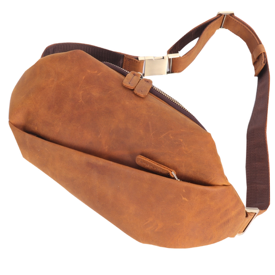 Crazy Horse leather waist bag mobile phone bag men's waist bag pure cowhide retro fashion multifunctional versatile trendy leather crossbody chest bag