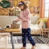 Mùa đông san hô lông cừu nữ pyjama dày flannel kích thước lớn rộng rãi có thể được mặc bên ngoài mùa thu và mùa đông dịch vụ nhà ấm áp - Cha mẹ và con