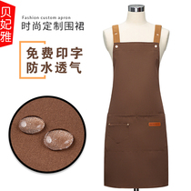Korean apron custom logo printing fashion supermarket home kitchen waterproof restaurant restaurant custom-made