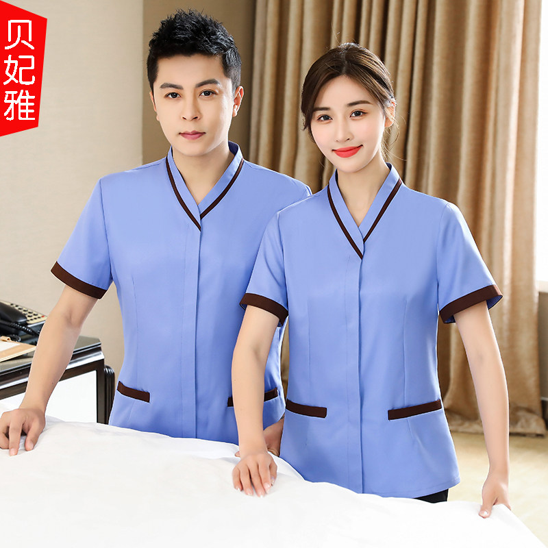 Cleaning work clothes short-sleeved summer dress hotel room attendant property housekeeping aunt cleaning clothes female summer suit