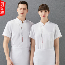 Chef overalls mens short sleeves back breathable net summer hotel dining after kitchen baking pastry chefs clothing summer clothes