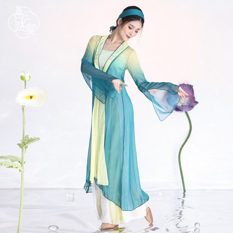 Classical Dance Classical Black Snake Dance Clothing with Green Chinese Wind and Dance Dress Dressing Costume