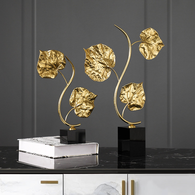 New Chinese Light Lavish Leaves Bronze Pendulum Decorated Home Ornament Display Cabinet Creative Fashion Desktop Decoration Furnishing Crafts Gift Hem