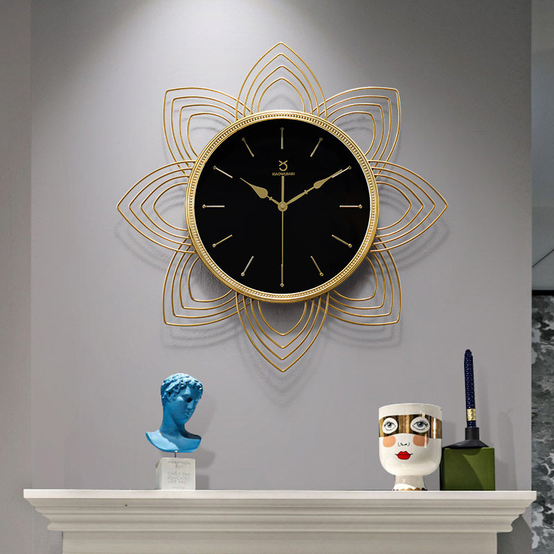 Nordic wall clock living room modern home art mute clock light luxury copper-plated atmosphere personality creative fashion clock