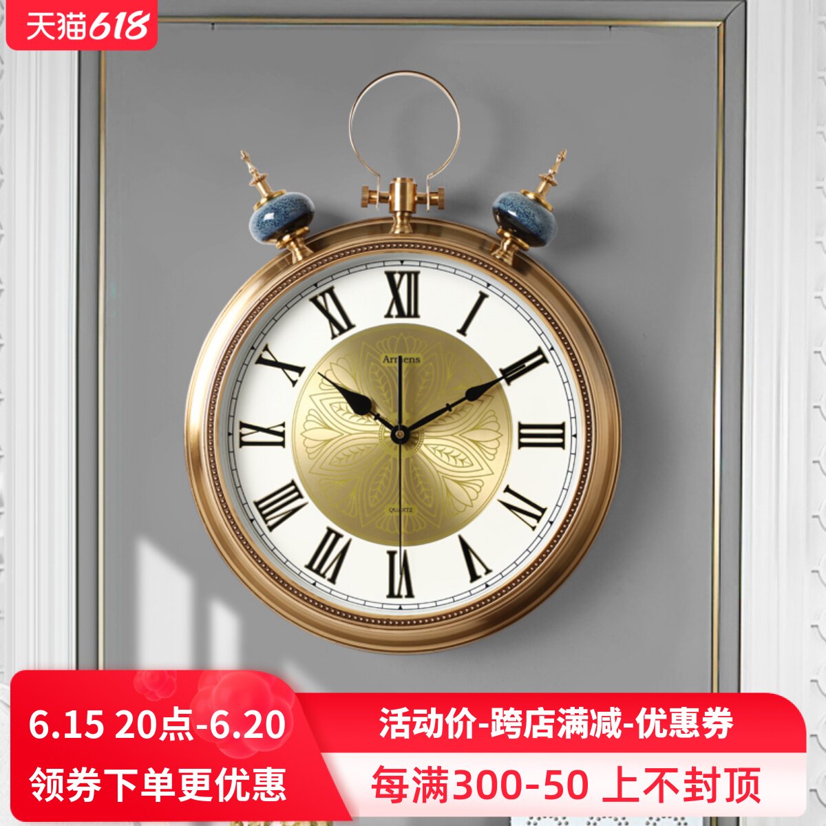 Hanging Clock Living Room Decoration American Atmosphere Watch & Watch Eurostyle Light Luxury Hanging Watch Personality Creative Fashion Home Art Clock