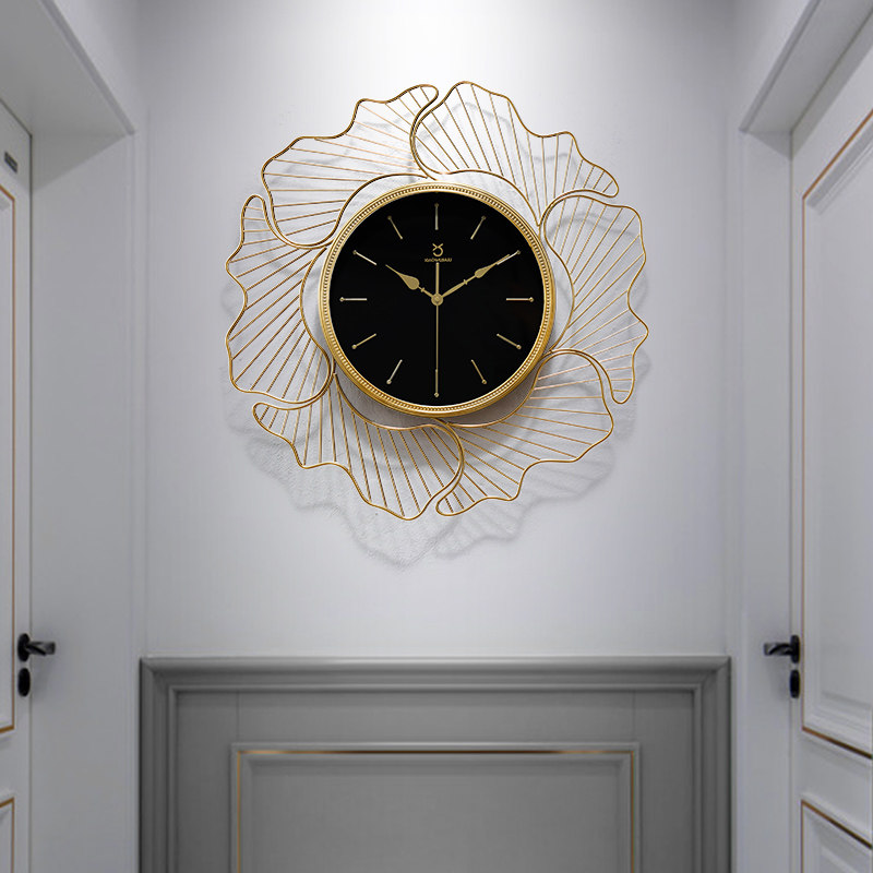 New Chinese brief Hanging Clock Fashion Light Extravagant Minimalist and watch Living room Decorative Clock Modern Creative Ginkgo Biloba Hung Table