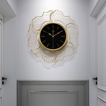 New Chinese style simple wall clock fashion light luxury minimalist clock living room decoration clock modern creative ginkgo leaf watch