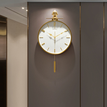 New Chinese Sun Wukhang Hanging Clock Living Room Clock Home Internet Red Atmosphere Hanging Watch Creative Light Extravagant Swing Hang Wall Clock