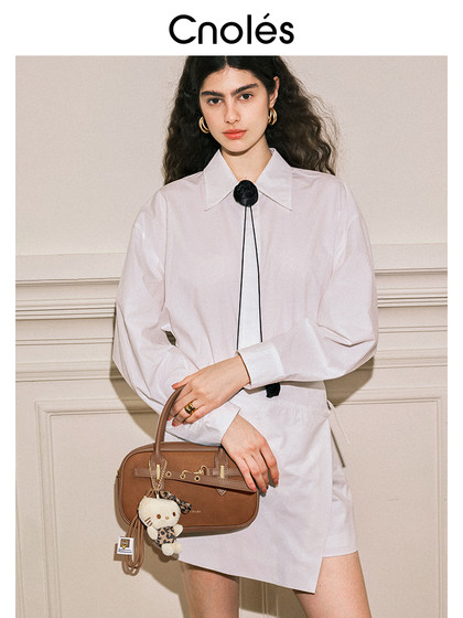 Cnoles蔻一简约保龄球包包女款2025春夏新款手提波士顿包包斜挎包