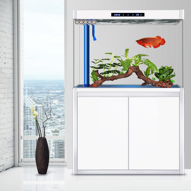 Fish Tank Bottom Filter, Medium to Large Glass Screen Partition Aquarium, No Water Change Needed, Ecological Living Room Floor-Standing Ultra-Clear Goldfish Tank