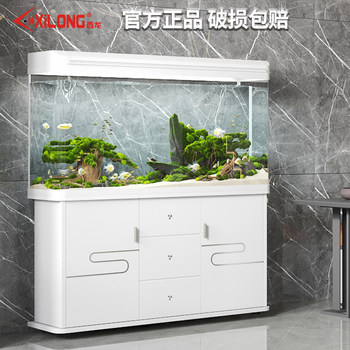 Fish Tank for Living Room, Home Aquarium, Easy-Care No-Water-Change Model, Large, Medium, Small Sizes, with Base Cabinet, Ultra-Clear Glass, Creative Goldfish Tank
