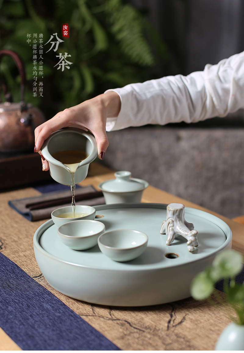 Your up dry terms Taiwan tea tray zen ceramic round Chinese style household contracted small dry tea tea sea water type