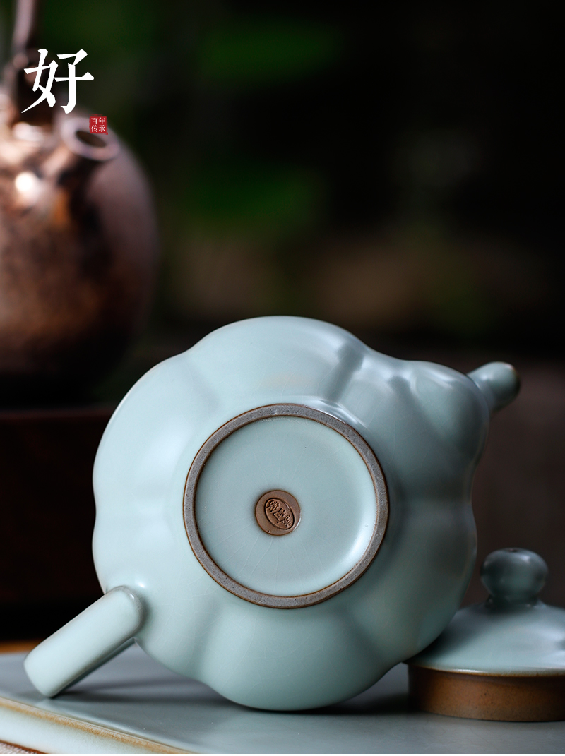 Beautiful home open piece of ice to crack your up ceramic teapot single pot filtering household kung fu antique porcelain teapot by hand