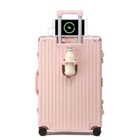 Модель с алюминиевой рамой розового цвета Сакура (подстаканник для воды + USB-порт для зарядки)