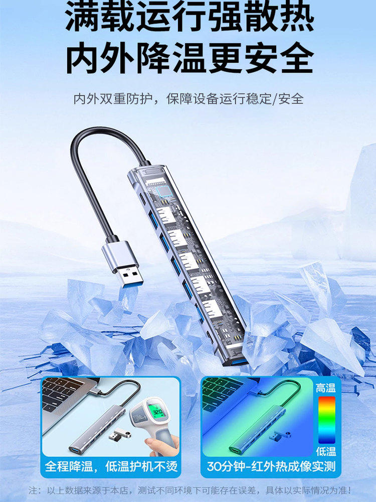 USB Extender Extension Cable Plug 3.0 Converter Multi-Interface Hub Type-C Docking Station for Desktop and Laptop External USB Drive Hard Drive Car Hub Adapter with Power Supply USB