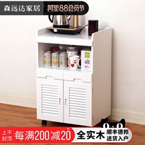 Dining side cabinet Solid wood simple modern mobile small tea cabinet Office storage storage Living room dining cabinet locker