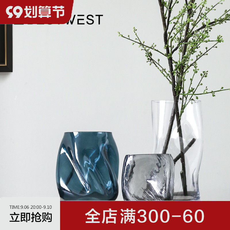 BEST WEST geometric glass vase transparent decoration Nordic living room vase soft decoration decoration creative