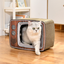 TV cat scratch board cat nest integrated corrugated box house does not fall chips radio cat claw products