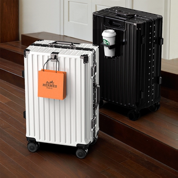 Luggage Suitcase with Trolley Handle, Large Capacity Aluminum Frame Travel Suitcase for Women, 20inch Inch Carry-On Suitcase for Male Students, 24inch Inch Password-Protected Leather Suitcase