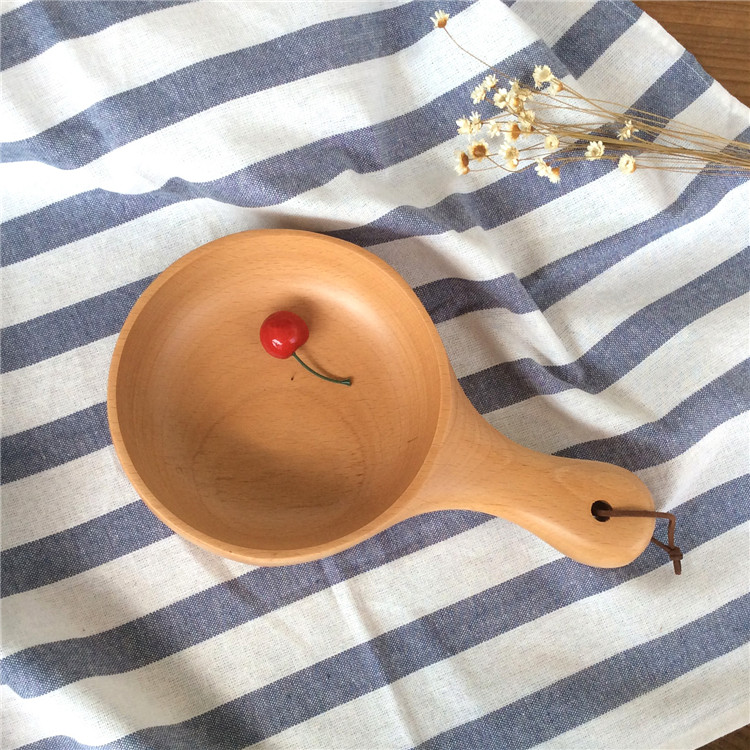 Day Style Creativity With Handle Wood Bowl Salad Bowl Whole Wooden Large Bowl of Foam Noodles Bowl Soup Bowls Sauerkraut Bowl wood cutlery