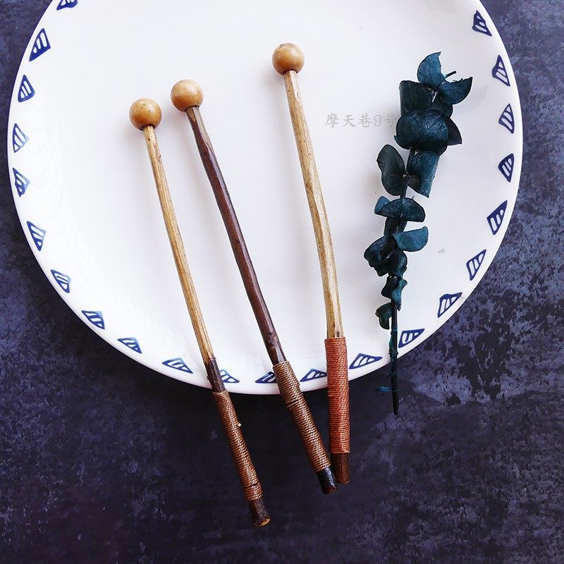 New product Creative tree branch handle wooden spoon Coffee stirring spoon Hand winding line Personality wooden stick Natural style tableware