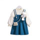 Girls teddy bear dress 2022 autumn and winter new style princess dress baby fashionable plush velvet suspender skirt suit